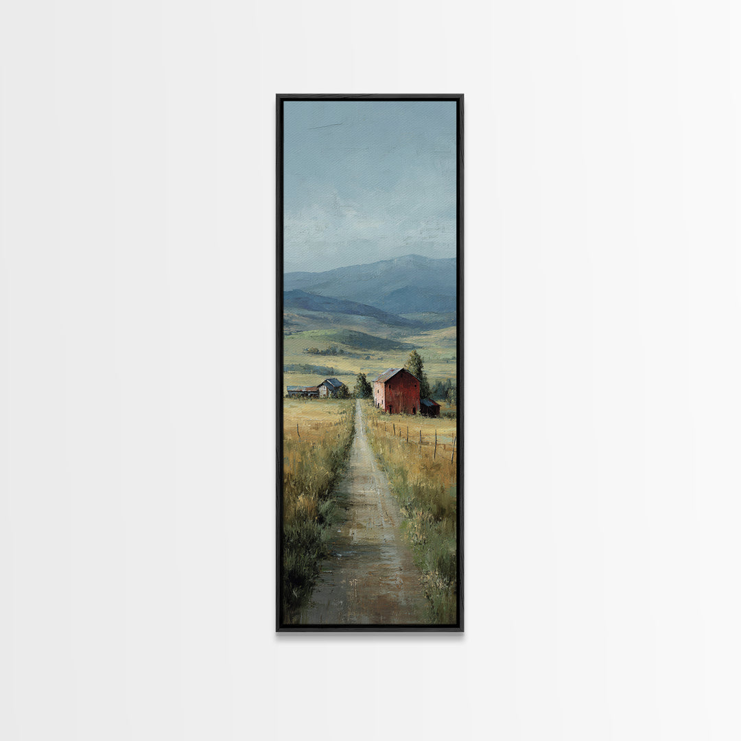 Country Road Disappearing into Green Hills Canvas Print, Country Art, French Country Decor, Farmhouse Decor, Country, COU-1x3-91
