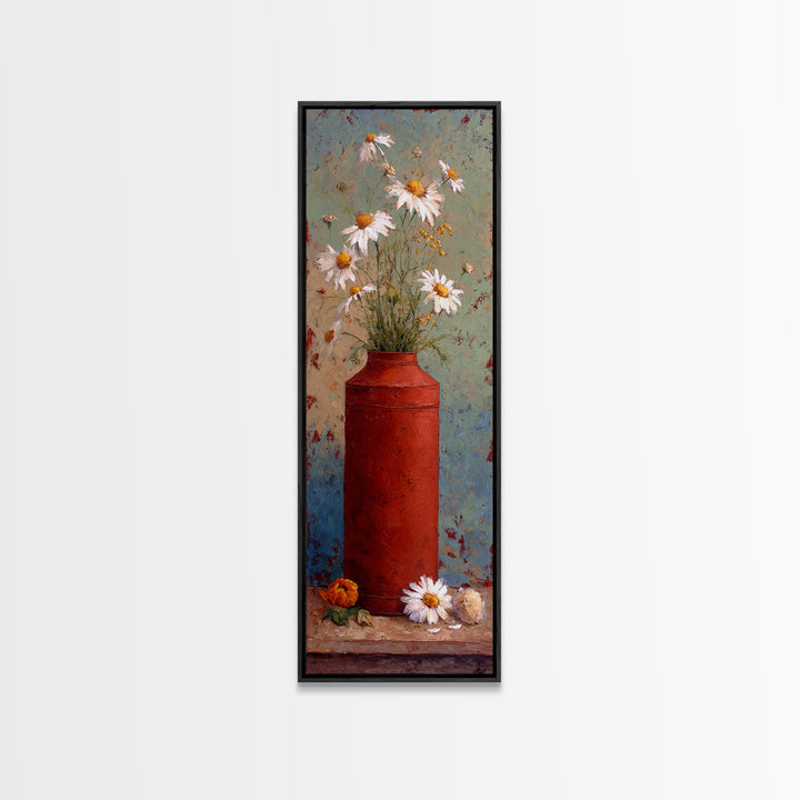 Milk Can and Daisies Rustic Still Life Canvas Print, Country Art, Gallery Wall Art, Farmhouse Decor, Oil Painting, Country, COU-1x3-97