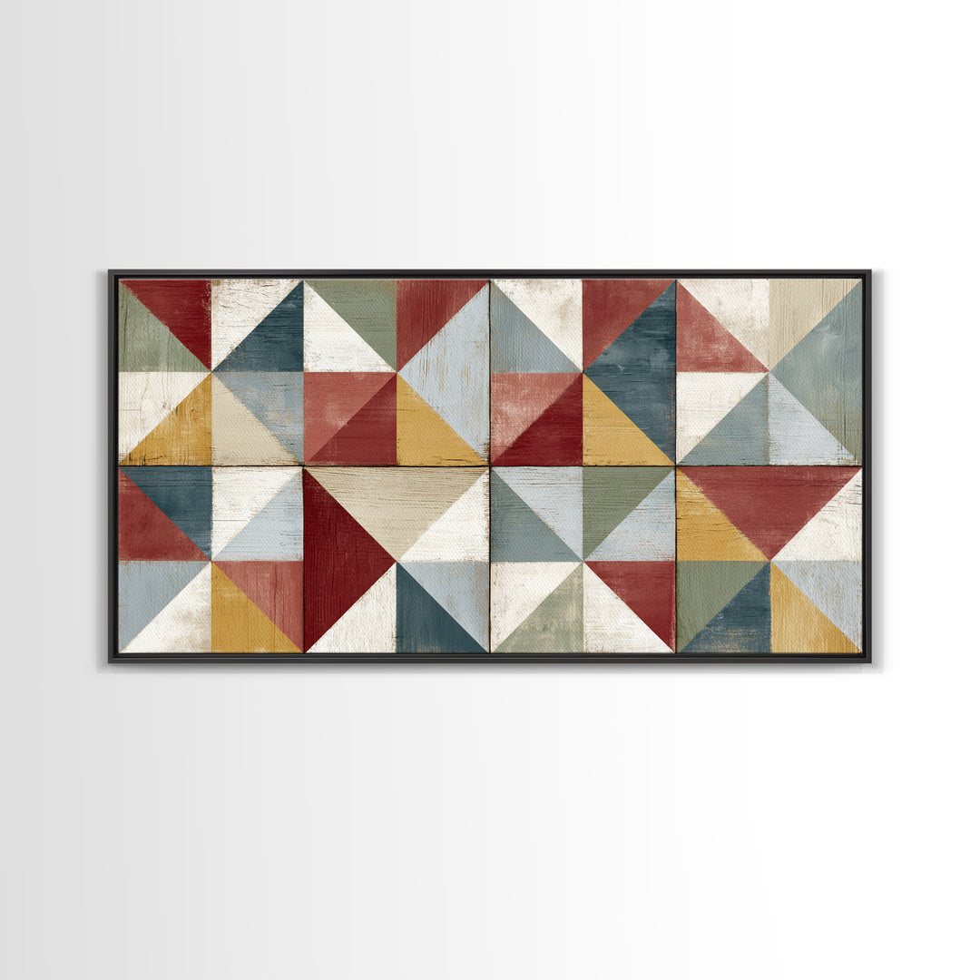 Quilt Geometric Folk Pattern Canvas Print, Country Art, Contemporary Art, Farmhouse Decor, Abstract Art, Country, COU-2x1-32