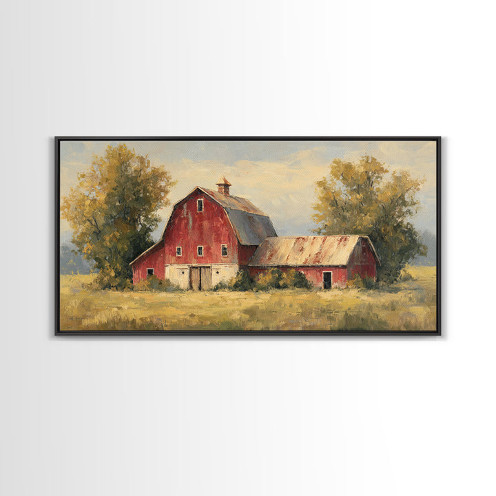 Apple Orchard with Warm Autumn Light Framed Canvas Print, Country Art, Minimalist Decor, Farmhouse Decor, Fine Art, Country, COU-2x1-50