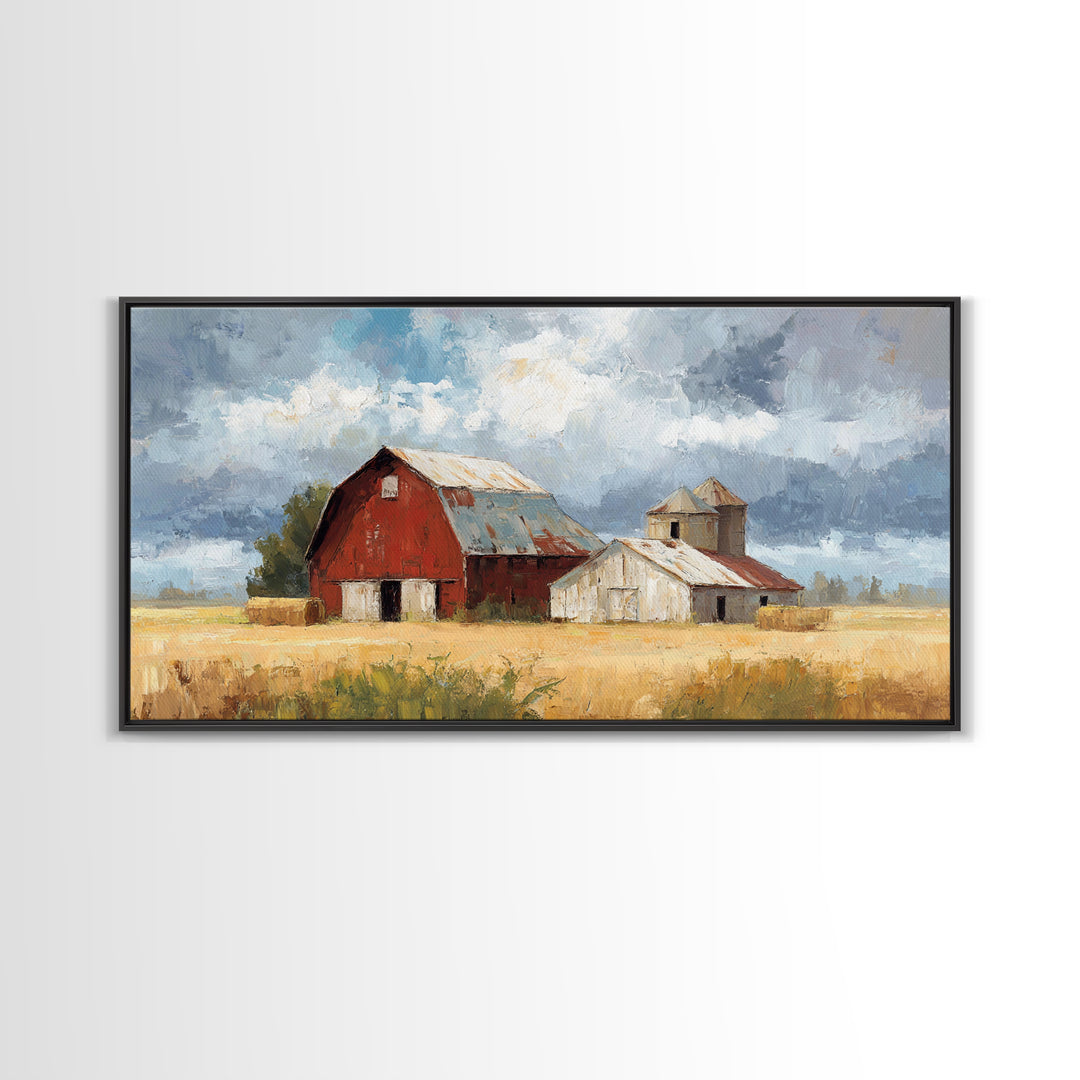 Cornfield under Dramatic Summer Clouds Canvas Print, Country Art, Room Decor, Farmhouse Decor, Oil Painting, Country, COU-2x1-62