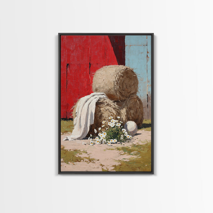 Hay Bales in Late Afternoon Sun Framed Canvas Print, Country Art, Luxury Decor, Farmhouse Decor, Fine Art, Country, COU-2x3-100