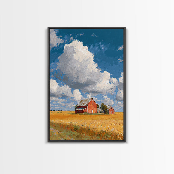 Cornfield under Dramatic Summer Clouds Framed Canvas Print, Country Art, Statement Artwork, Farmhouse Decor, Abstract Art, COU-2x3-2