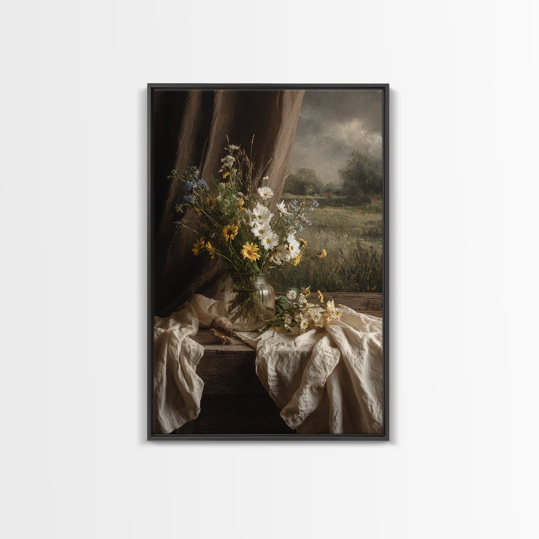 Cornfield under Dramatic Summer Clouds Framed Canvas Print, Country Art, Statement Artwork, Farmhouse Decor, Abstract Art, COU-2x3-26