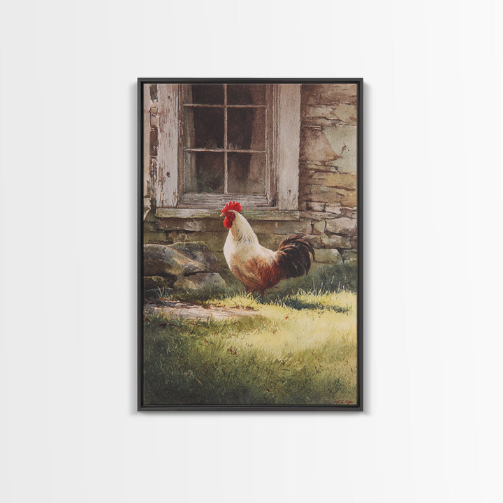 Rooster in Bold Folk Art Color Canvas Print, Country Art, Oil Painting, Farmhouse Decor, Fine Art, Country, Digital Art Prints, COU-2x3-61