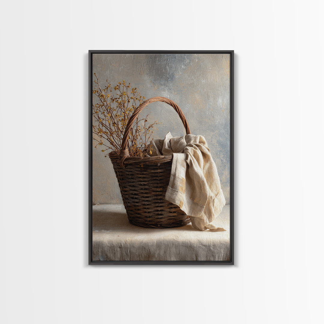 Blackberry Basket with Linen Cloth Canvas Print, Country Art, Farmhouse Decor, Abstract Art, Country, French Country, COU-2x3-77