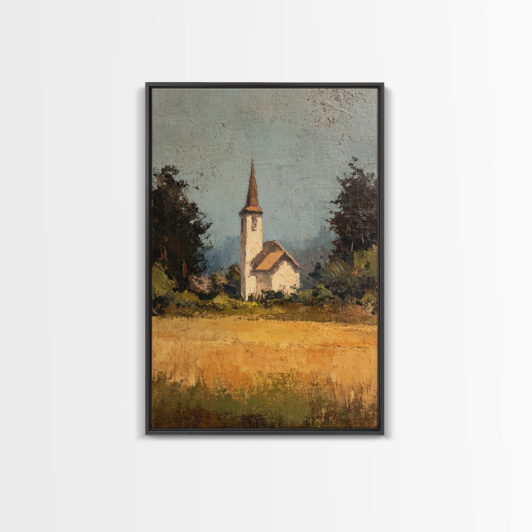 Country Church Steeple Beyond Trees Canvas Print, Country Art, Digital Print, Farmhouse Decor, Country, French Country Decor, COU-2x3-99