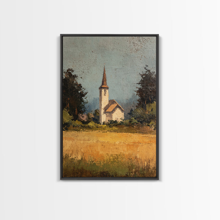 Country Church Steeple Beyond Trees Canvas Print, Country Art, Digital Print, Farmhouse Decor, Country, French Country Decor, COU-2x3-99