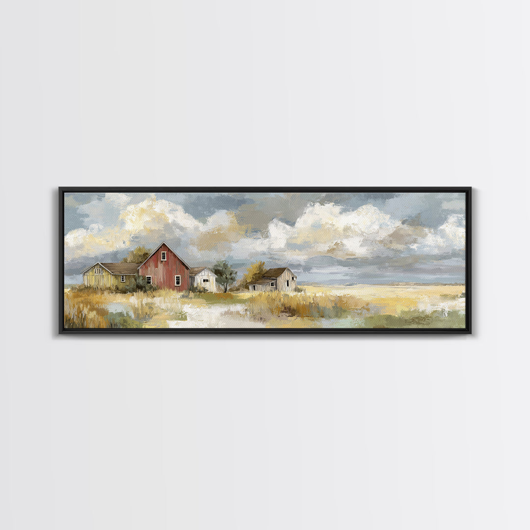 Cornfield under Dramatic Summer Clouds Framed Canvas Print, Country Art, Home Decor, Farmhouse Decor, Fine Art, Country, COU-3x1-10