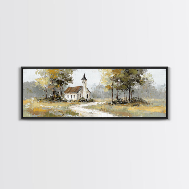 Country Church Steeple Beyond Trees Canvas Print, Country Art, Luxury Decor, Farmhouse Decor, Fine Art, Country, COU-3x1-35