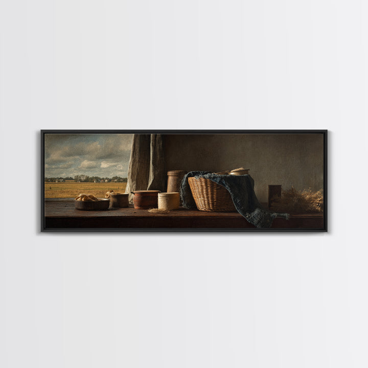 Blackberry Basket with Linen Cloth Canvas Print, Country Art, Floral Wall Art, Farmhouse Decor, Abstract Art, Country, COU-3x1-61