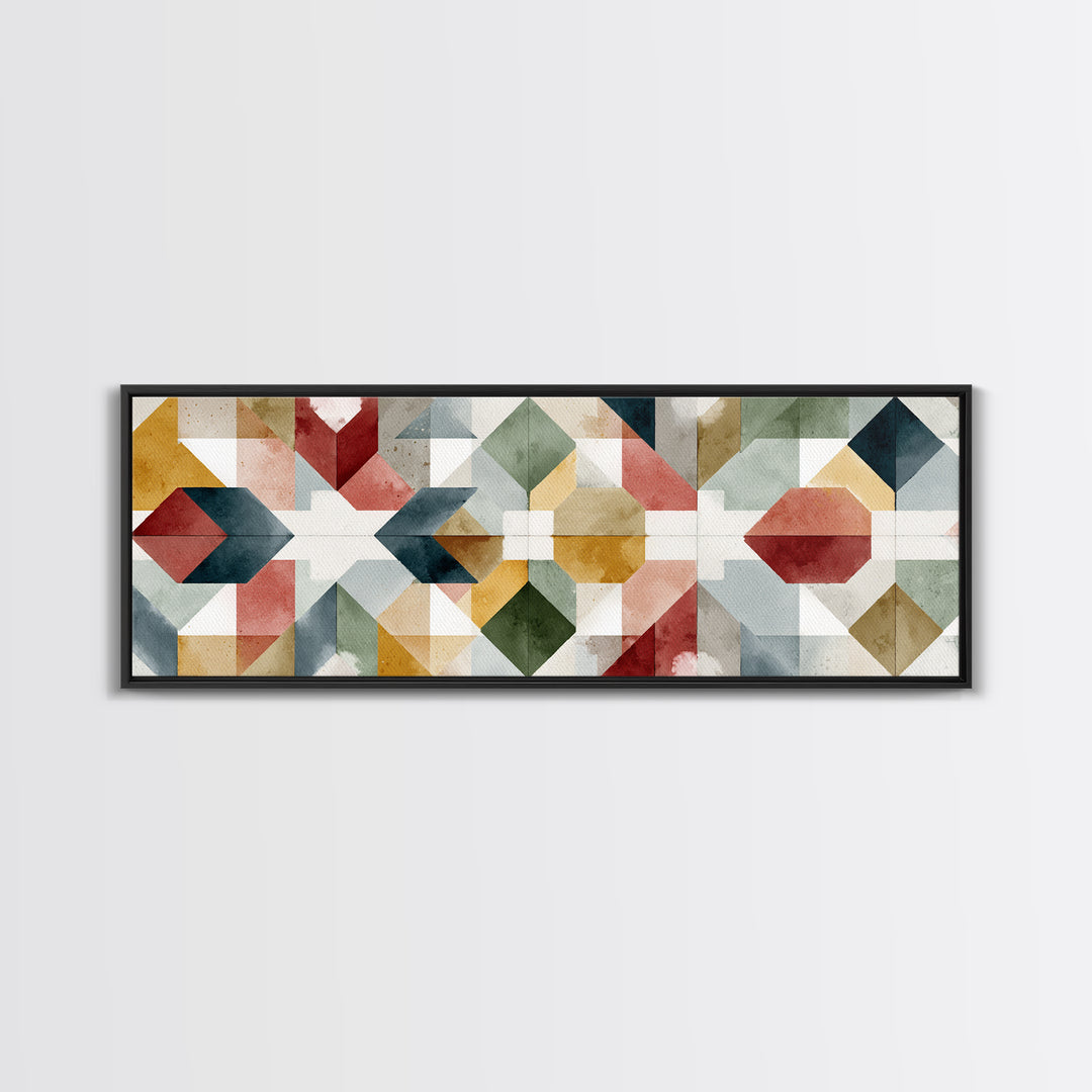 Quilt Geometric Folk Pattern Canvas Print, Country Art, Home Decor, Farmhouse Decor, Fine Art, Country, Printable Art, COU-3x1-76
