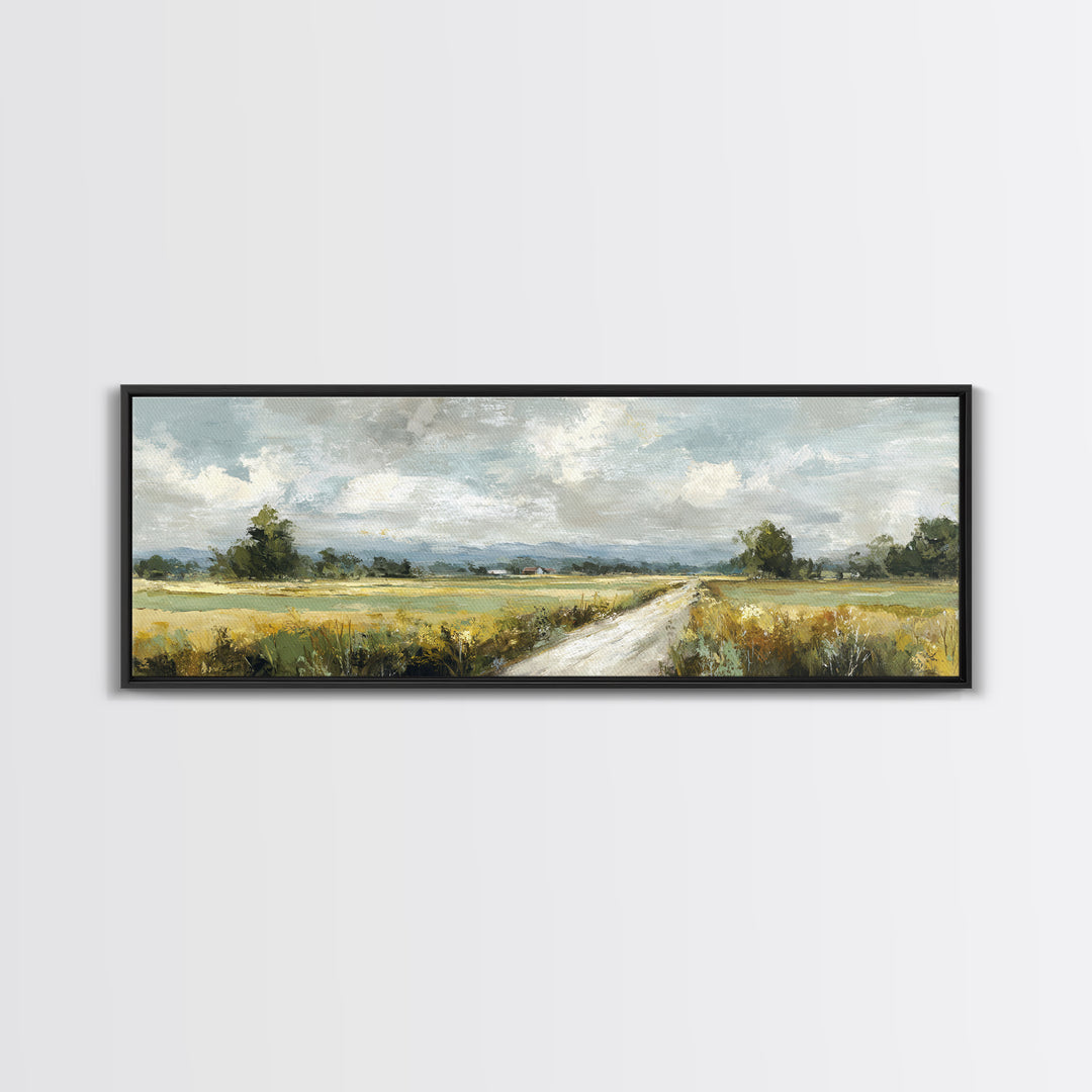 Cornfield under Dramatic Summer Clouds Framed Canvas Print, Country Art, Digital Print, Farmhouse Decor, Fine Art, Country, COU-3x1-82