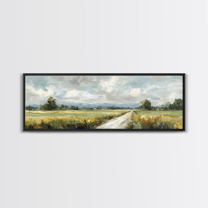 Cornfield under Dramatic Summer Clouds Framed Canvas Print, Country Art, Digital Print, Farmhouse Decor, Fine Art, Country, COU-3x1-82