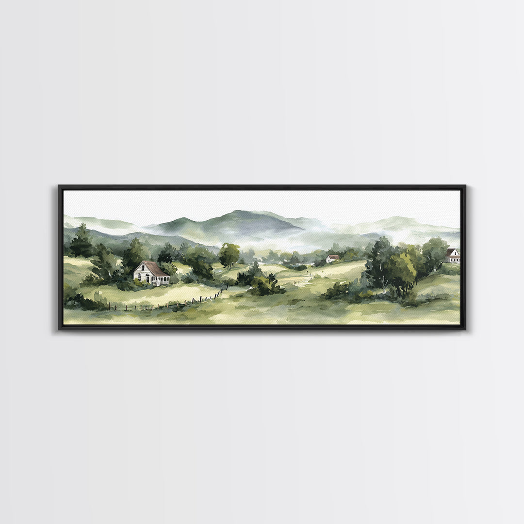 Country Road Disappearing into Green Hills Canvas Print, Country Art, Textured Painting, Farmhouse Decor, Oil Painting, Country, COU-3x1-95