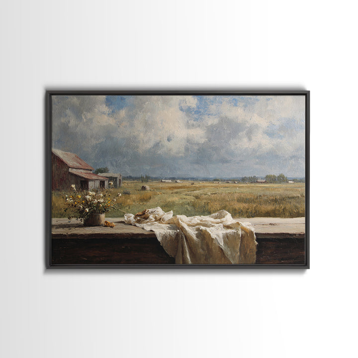 Cornfield under Dramatic Summer Clouds Canvas Print, Country Art, Oil Painting, Farmhouse Decor, Country, Digital Art Prints, COU-3x2-22