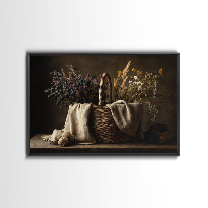 Blackberry Basket with Linen Cloth Canvas Print, Country Art, Eclectic Wall Art, Farmhouse Decor, Fine Art, Country, Boho Decor, COU-3x2-49