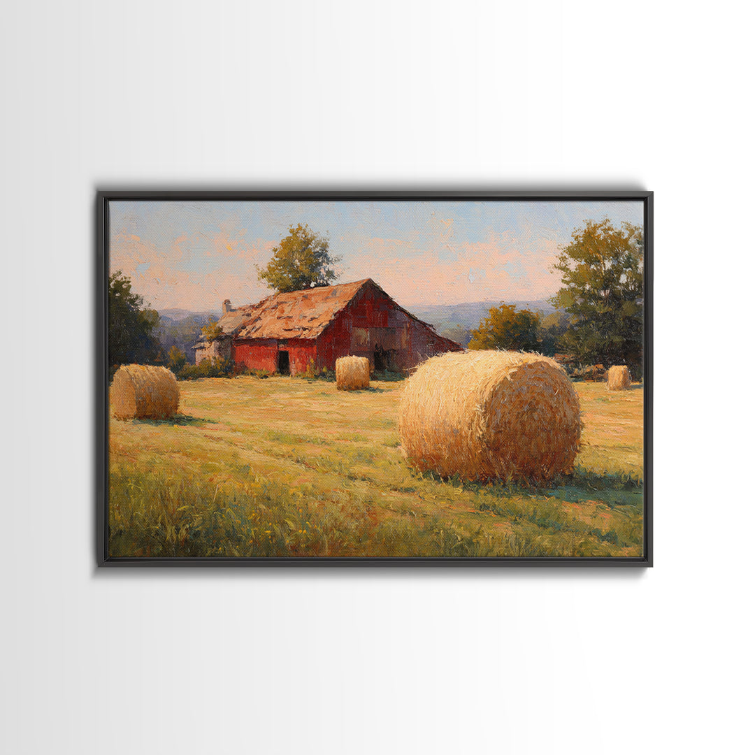 Hay Bales in Late Afternoon Sun Canvas Print, Country Art, Neutral Decor, Farmhouse Decor, Fine Art, Country, Home Decor, COU-3x2-72