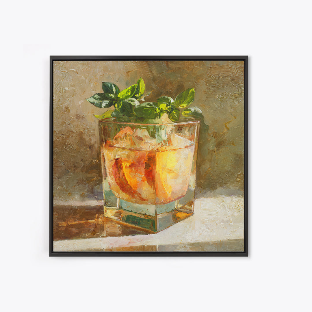 Iced Coffee Glass Framed Canvas Print, Coffee Shop Art, Kitchen Art, Cafe Decor, Fine Art, Cafe, Minimalist Wall Art, CSA-1x1-11