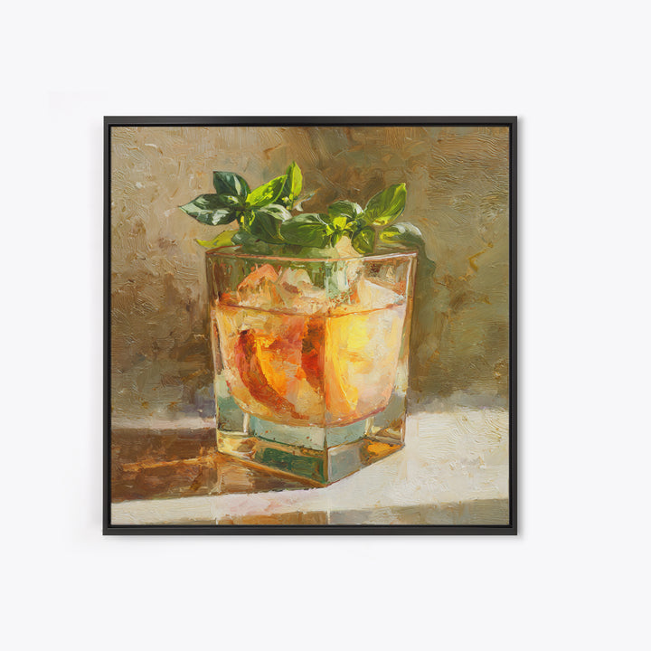 Iced Coffee Glass Framed Canvas Print, Coffee Shop Art, Kitchen Art, Cafe Decor, Fine Art, Cafe, Minimalist Wall Art, CSA-1x1-11