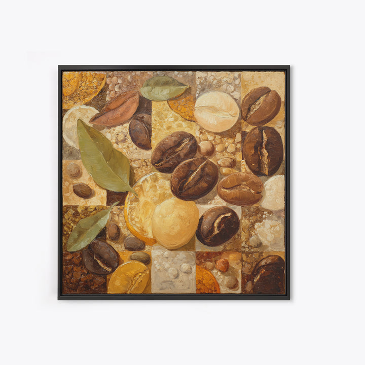 Coffee Bean Pattern Canvas Print, Coffee Shop Art, Kitchen Gift, Cafe Decor, Oil Painting, Cafe, Coffee Art, Food Art, CSA-1x1-15