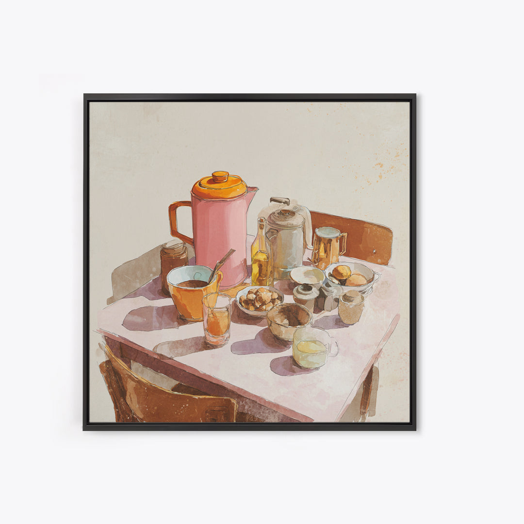 Mid Century Coffee Pot Canvas Print, Coffee Shop Art, Kitchen Wall Decor, Cafe Decor, Oil Painting, Cafe, Fine Art Print, CSA-1x1-22