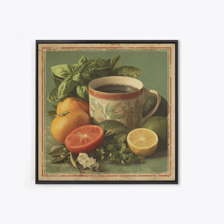 Retro Cafe Poster Coffee Cup Graphic Canvas Print, Coffee Shop Art, Coffee Wall Art, Cafe Decor, Fine Art, Cafe, CSA-1x1-55