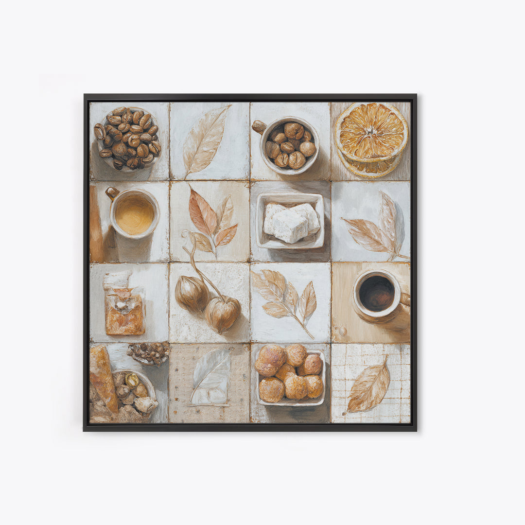 Coffee Bean Pattern Framed Canvas Print, Coffee Shop Art, Neutral Decor, Cafe Decor, Fine Art, Cafe, Home Decor, Wall Decor, CSA-1x1-63