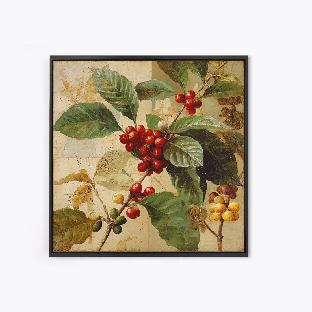 Coffee Farm Landscape Framed Canvas Print, Coffee Shop Art, Food Art, Cafe Decor, Fine Art, Cafe, Minimalist Decor, CSA-1x1-71