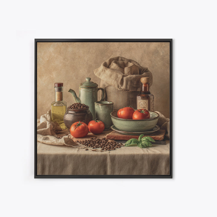 Coffee Beans and Burlap Sack Still Life Framed Canvas Print, Coffee Shop Art, Fine Art Print, Cafe Decor, Fine Art, Cafe, CSA-1x1-74