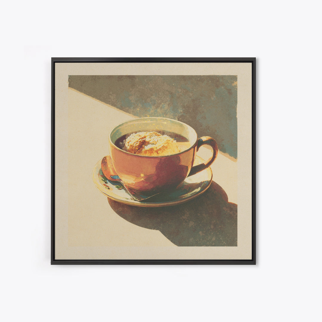 Retro Cafe Poster Coffee Cup Graphic Framed Canvas Print, Coffee Shop Art, Boho Decor, Cafe Decor, Fine Art, Cafe, Printable, CSA-1x1-79