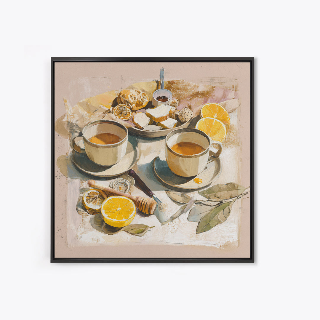 Two Cups Facing Each Other Canvas Print, Coffee Shop Art, Minimalist Decor, Cafe Decor, Fine Art, Cafe, Kitchen Wall Art, CSA-1x1-85