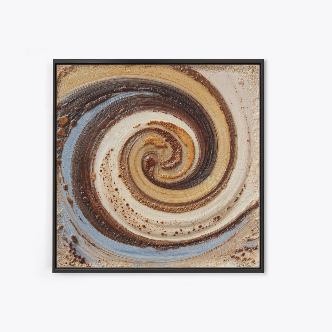 Abstract Brown and Cream Coffee Swirl Canvas Print, Coffee Shop Art, Statement Artwork, Cafe Decor, Abstract Art, Cafe, CSA-1x1-9