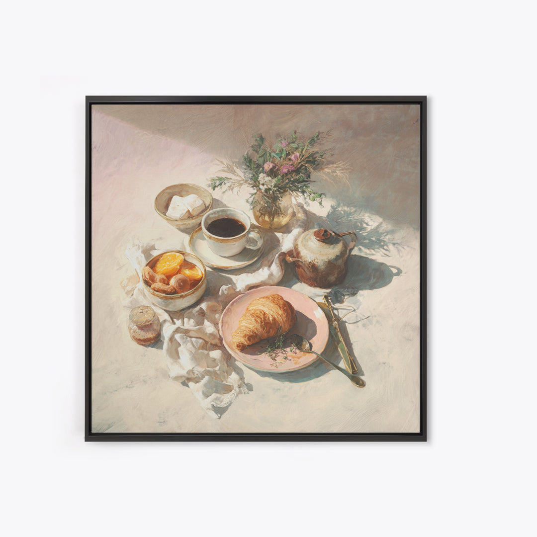 Sunlit Pastry and Coffee Arrangement Canvas Print, Coffee Shop Art, Room Decor, Cafe Decor, Fine Art, Cafe, Canvas Wall Art, CSA-1x1-91