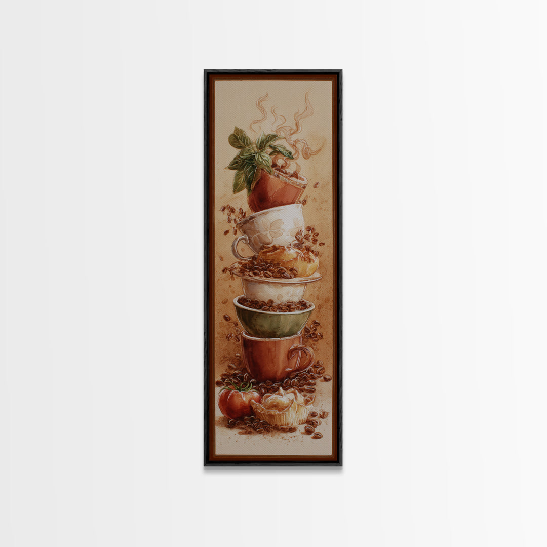 Coffee Bean Pattern Canvas Print, Coffee Shop Art, Kitchen Gift, Cafe Decor, Oil Painting, Cafe, Coffee Art, Food Art, CSA-1x3-27