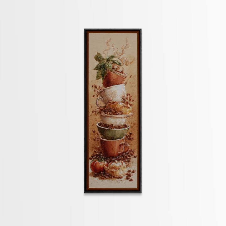 Coffee Bean Pattern Canvas Print, Coffee Shop Art, Kitchen Gift, Cafe Decor, Oil Painting, Cafe, Coffee Art, Food Art, CSA-1x3-27