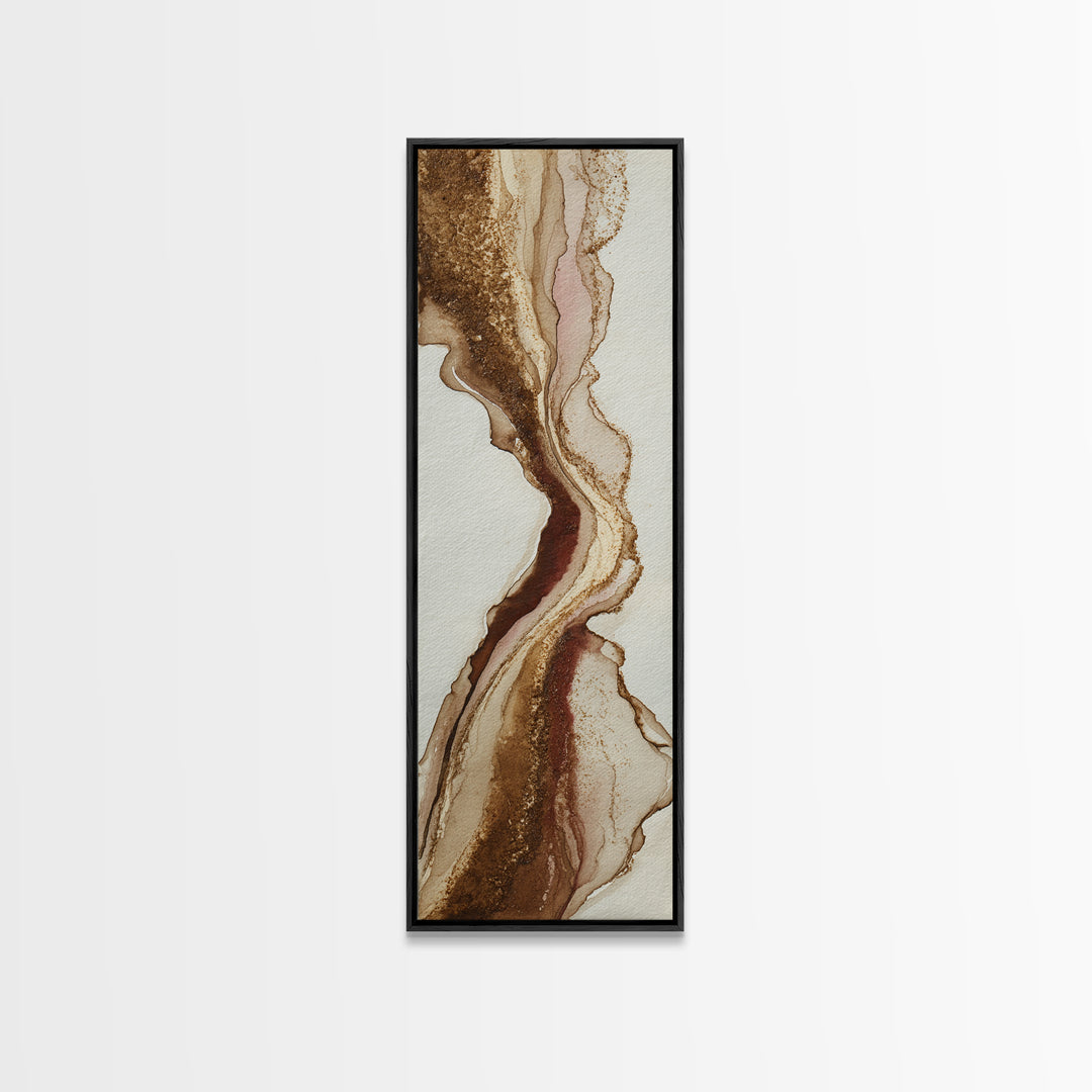 Abstract Brown and Cream Coffee Swirl Framed Canvas Print, Coffee Shop Art, Wall Art, Cafe Decor, Abstract Art, Cafe, CSA-1x3-45