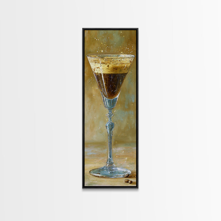 Espresso Martini Coffee Cocktail Still Life Framed Canvas Print, Coffee Shop Art, Textured Painting, Cafe Decor, Fine Art, Cafe, CSA-1x3-53