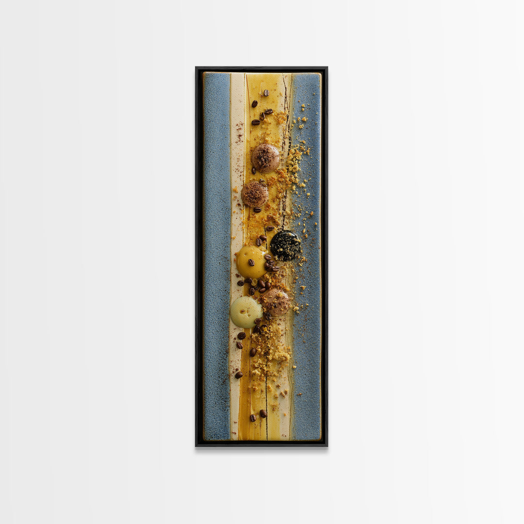 Roasted Beans Falling Through Dark Space Canvas Print, Coffee Shop Art, Dark Academia Decor, Cafe Decor, Fine Art, Cafe, CSA-1x3-56