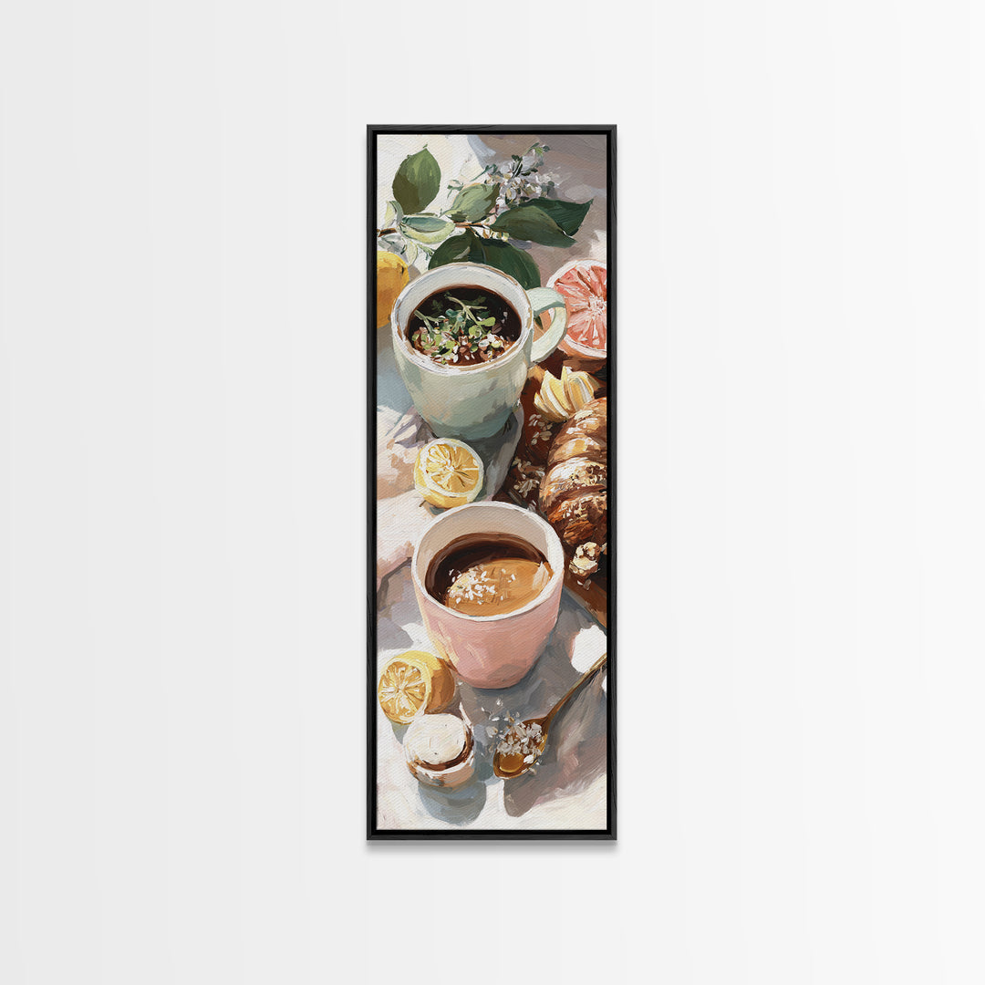 Two Cups Facing Each Other Canvas Print, Coffee Shop Art, Farmhouse Decor, Cafe Decor, Fine Art, Cafe, Moody Wall Art, CSA-1x3-73