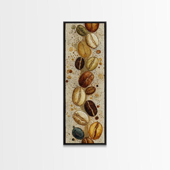 Coffee Bean Pattern Framed Canvas Print, Coffee Shop Art, Neutral Decor, Cafe Decor, Fine Art, Cafe, Home Decor, Wall Decor, CSA-1x3-75