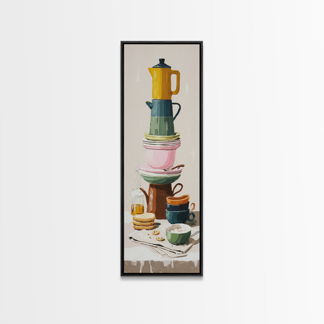 Mid Century Coffee Pot Canvas Print, Coffee Shop Art, Boho Decor, Cafe Decor, Oil Painting, Cafe, Printable, Printable Wall Art, CSA-1x3-82