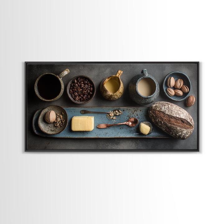Moody Dark Roast Still Life Framed Canvas Print, Coffee Shop Art, Contemporary Art, Cafe Decor, Fine Art, Cafe, Printable Art, CSA-2x1-28