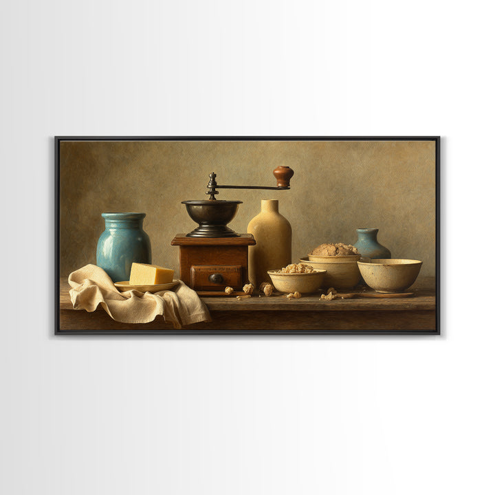 Coffee Grinder Antique Still Life Framed Canvas Print, Coffee Shop Art, Printable Wall Art, Cafe Decor, Fine Art, Cafe, CSA-2x1-56