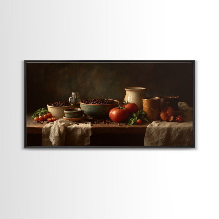 Roasted Beans Falling Through Dark Space Canvas Print, Coffee Shop Art, Canvas Wall Art, Cafe Decor, Cafe, Bedroom Wall Art, CSA-2x1-64