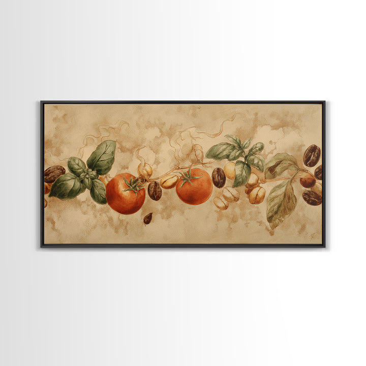 Coffee Bean Pattern Framed Canvas Print, Coffee Shop Art, Coffee, Cafe Decor, Cafe, Living Room Decor, Dark Academia Decor, CSA-2x1-83