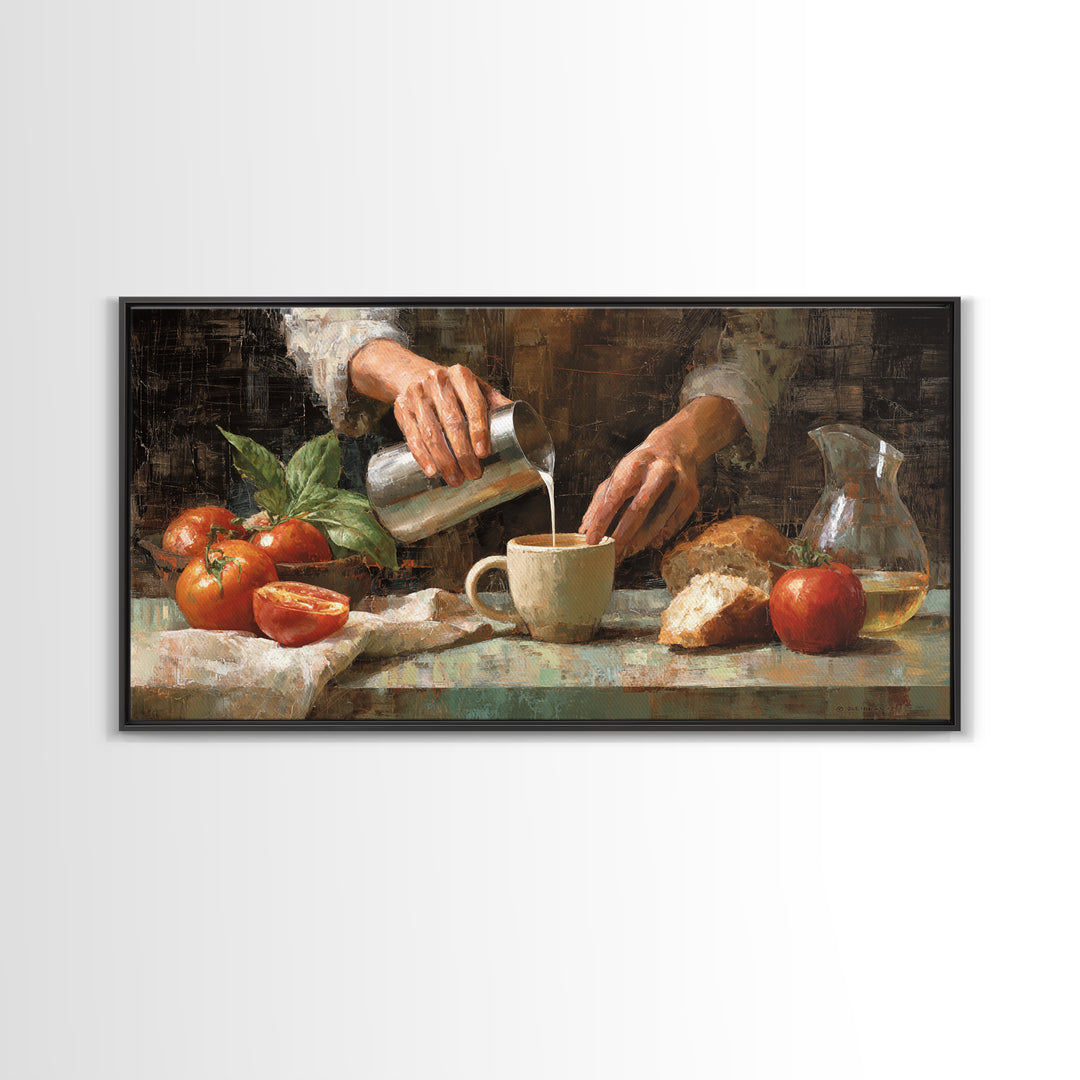 Barista Hands Pouring Milk into Espresso Canvas Print, Coffee Shop Art, Dopamine Decor, Cafe Decor, Cafe, Coffee Wall Art, CSA-2x1-89