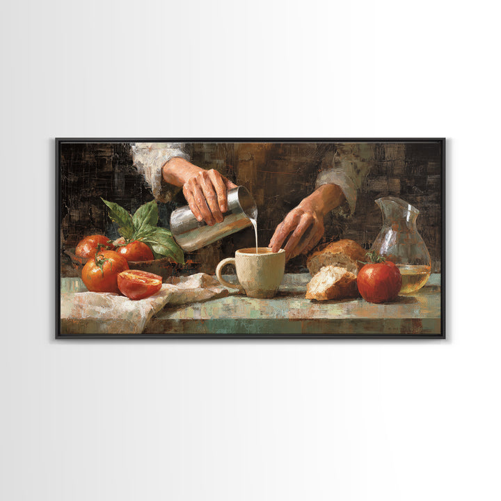 Barista Hands Pouring Milk into Espresso Canvas Print, Coffee Shop Art, Dopamine Decor, Cafe Decor, Cafe, Coffee Wall Art, CSA-2x1-89