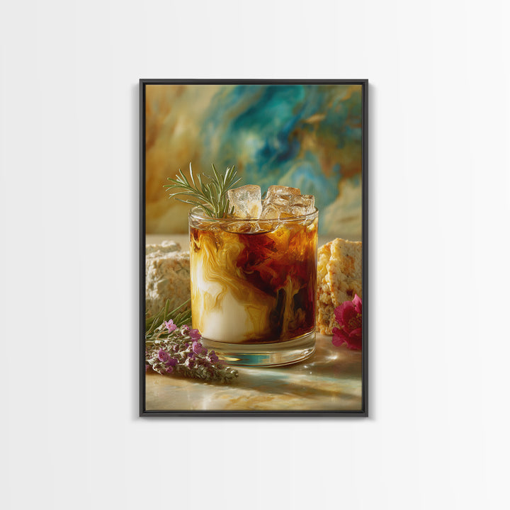 Iced Coffee Glass Framed Canvas Print, Coffee Shop Art, Contemporary Art, Cafe Decor, Cafe, Printable Art, Farmhouse Decor, CSA-2x3-19
