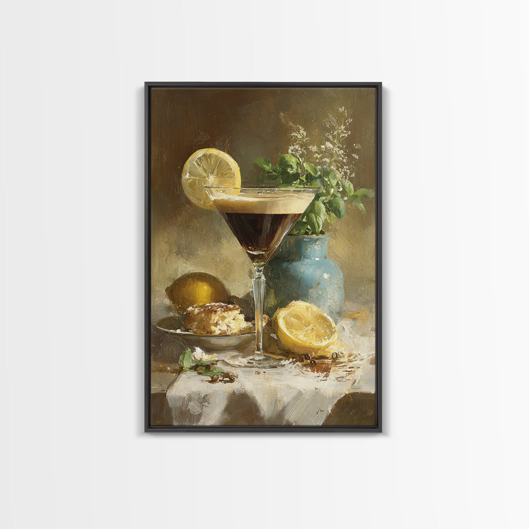 Espresso Martini Coffee Cocktail Still Life Framed Canvas Print, Coffee Shop Art, Canvas Wall Art, Cafe Decor, Fine Art, Cafe, CSA-2x3-25